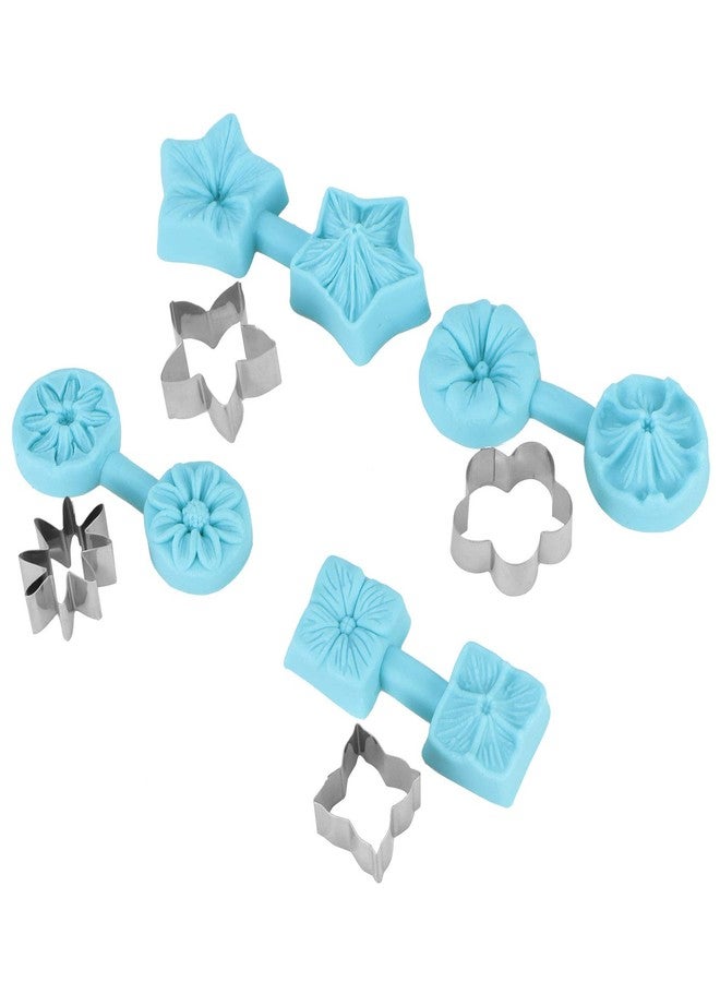 EBTOOLS Flower Silicone, 4 Sets Fondant Chocolate Silicone Baking with Cutter - Image 3