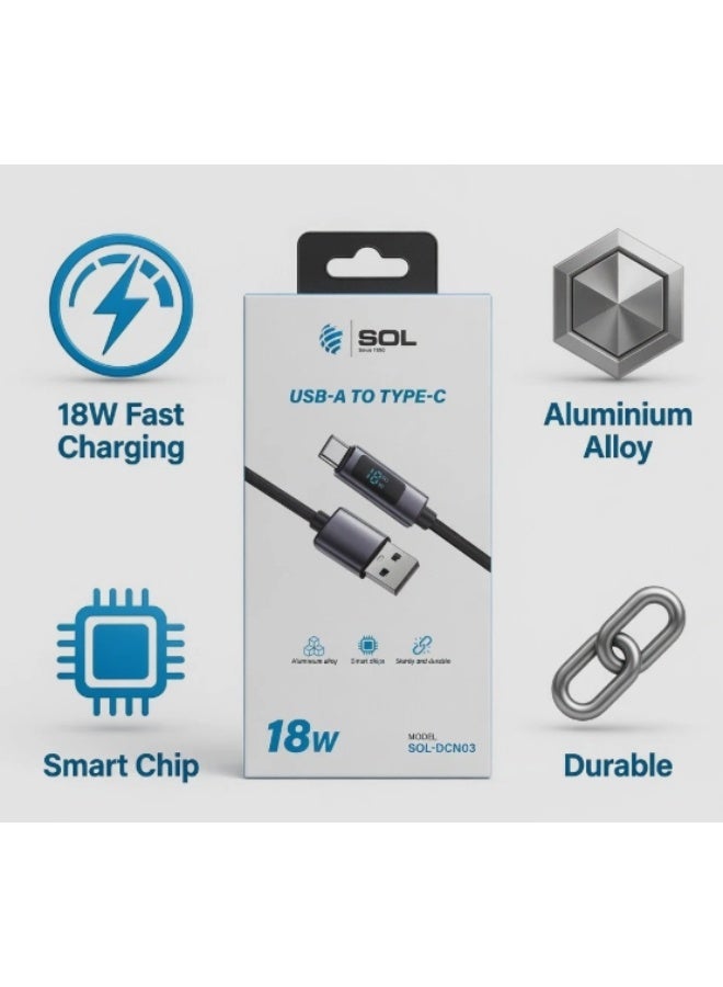 SOL 18W USB A toType-C Cable - Fast, Durable, and Heat-Resistant | SOL-DCN03 - Image 2