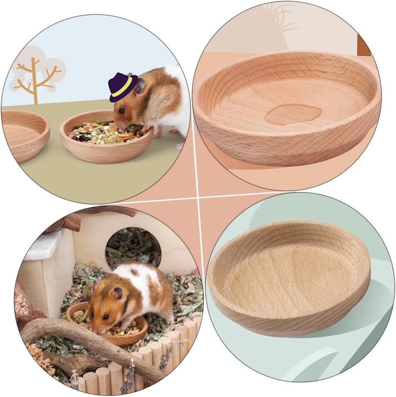 Luxshiny Beech Wood Pet Feeding Bowl Waterproof Oil-Resistant Small Animal Food Dish 9cm Diameter for Hamsters, Gerbils, and Small Pets - Image 5