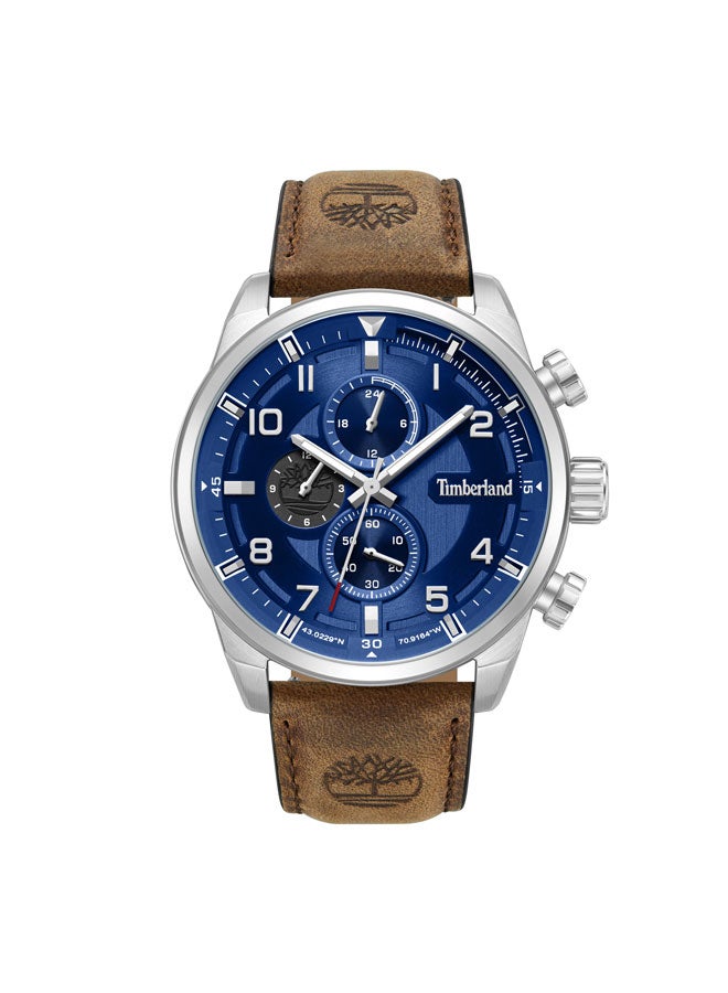 Timberland Men Henniker II Blue Dial Leather Strap Chronograph Watch 46mm - Image 1