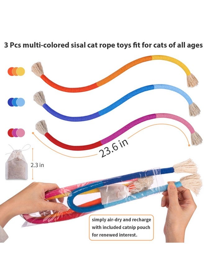 ريترو شاو حبل مضغ للقطط من ريترو شو، عبوة من 3 حبال عشبة النعناع البري للقطط الصغيرة داخل المنزل، لعبة تنظيف أسنان القطط الآمنة، لعبة تفاعلية لركل القطط 23.6 بوصة - Image 5