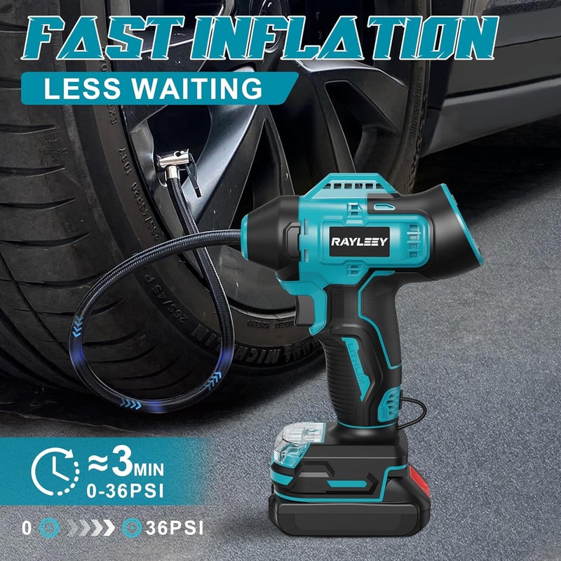 RAYLEEY Portable Tire Inflator Air Compressor - 160PSI Cordless Electric Pump with Digital Pressure Gauge - Image 3