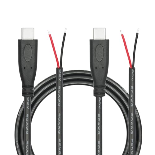 Maixbomr USB C to 2 Pin Bare Wire Open End Power Cable 3FT, 20AWG 5V USB Type C Male Plug 2 Pin Pigtail Cable, for USB Type C Equipment Installed or Replacement Repair DIY Cable(2Pcs) - Image 1