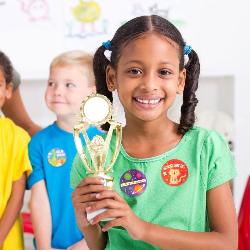 Blue Panda 1000 Pack Spanish Motivational Stickers for Classroom - Bulk Reward Stickers for Kids, Teacher School Supplies (8 Assorted Designs, 1.5 in) - Classroom Supplies - Image 3