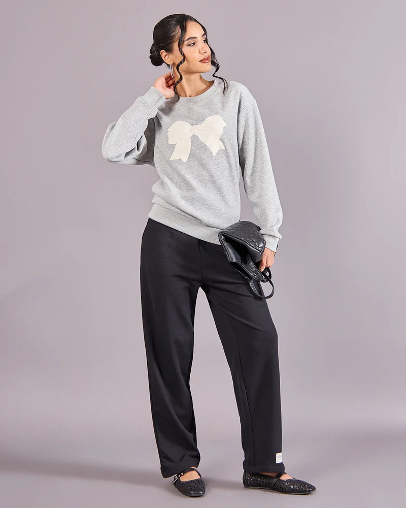 ردتاغ Women Grey Printed Sweatshirt