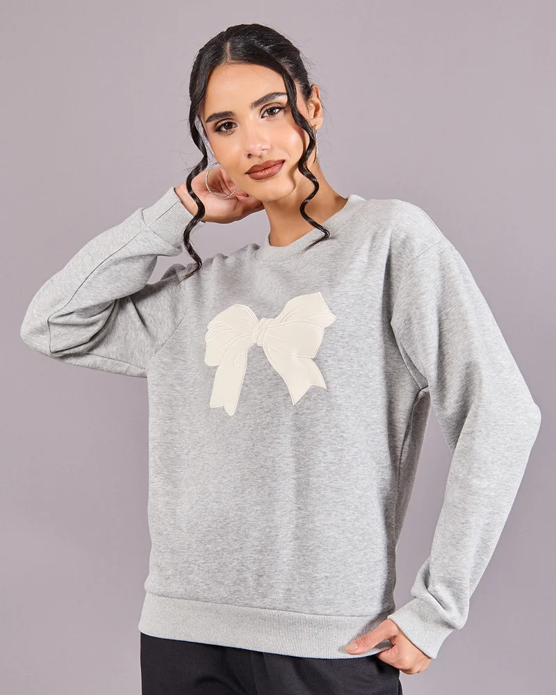 ردتاغ Women Grey Printed Sweatshirt