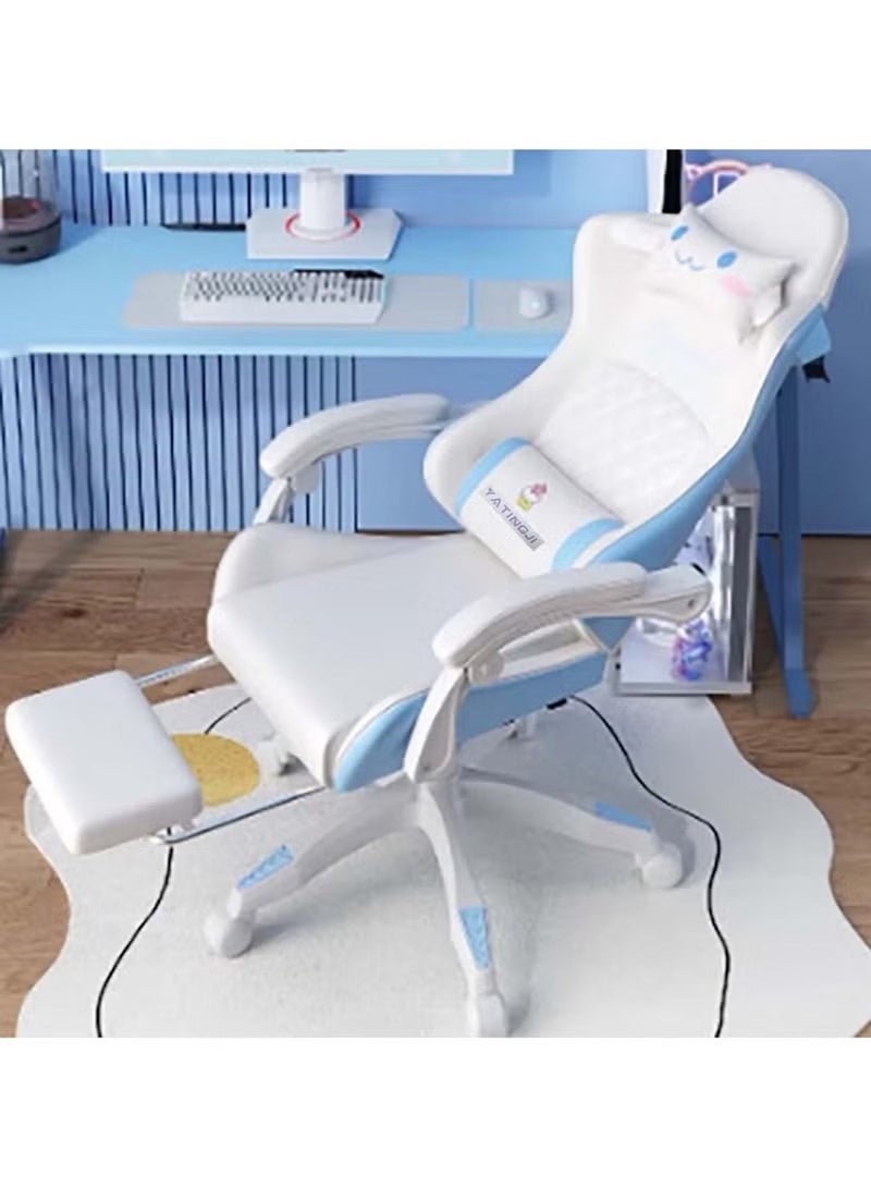 Huitich White & Blue Cartoon Gaming Chair with Footrest – Ergonomic Kids Study & Gaming Chair - Image 5