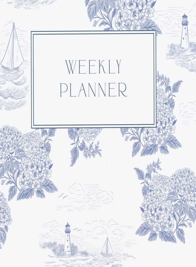 Minted Coastal Toile 2026 Weekly & Monthly Undated Planner, 5.5" x 8.5" Blue Nautical Spiral Bound Planner Notebook, 132 Pages, Undated Monthly & Weekly Layouts for Home or Office - Image 4