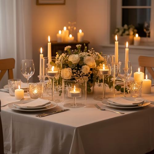 Bigsee Glass Hurricane Candle Holder, 3pcs Clear Cylinder Candle Holders Bulk for Pillar Candles, Open Ended Glass Candle Pedestal for Wedding Centerpieces Tables, Party, Event(No.01) - Image 2