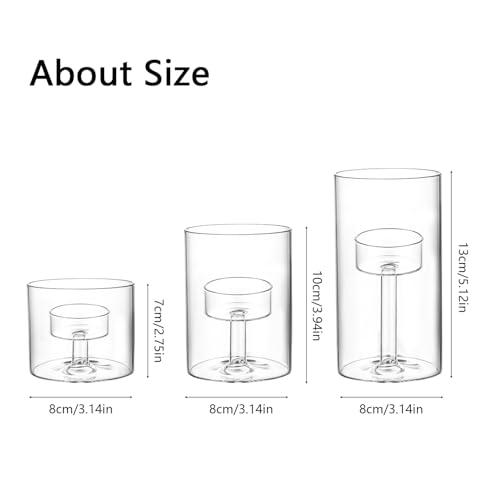 Bigsee Glass Hurricane Candle Holder, 3pcs Clear Cylinder Candle Holders Bulk for Pillar Candles, Open Ended Glass Candle Pedestal for Wedding Centerpieces Tables, Party, Event(No.01) - Image 5