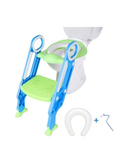 COOLBABY Potty Training Toilet Seat with Step Stool Ladder for Boy and Girl Baby Toddler Kid Children’s Toilet Training Seat Chair with Soft Padded Seat and Sturdy Non-Slip Wide Step