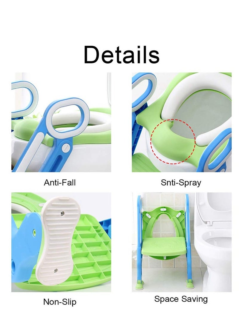 Cool Baby - COOLBABY Potty Training Toilet Seat with Step Stool Ladder for Boy and Girl Baby Toddler Kid Children’s Toilet Training Seat Chair with Soft Padded Seat and Sturdy Non-Slip Wide Step - Image 1