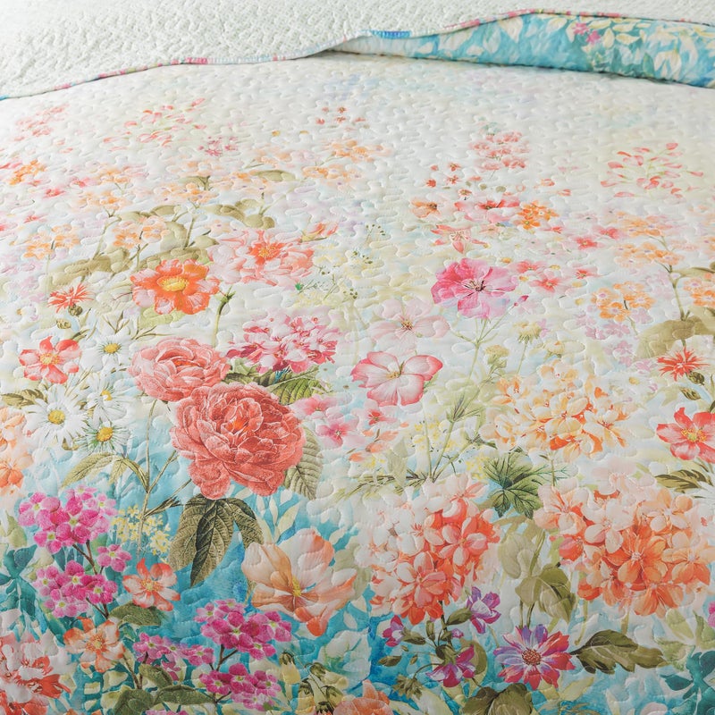 NEWLAKE Quilt Bedspread Sets- Dreamy Flowers Reversible Coverlet Set,Queen Size - Image 2