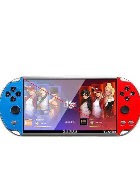 X12 Plus 7-inch HD screen handheld portable MP5, 10,000+ free games, dual joystick nostalgic arcade game console 16GB ROM, supports GBC/GBA/NES/MD/SMC/SFC games children’s gift