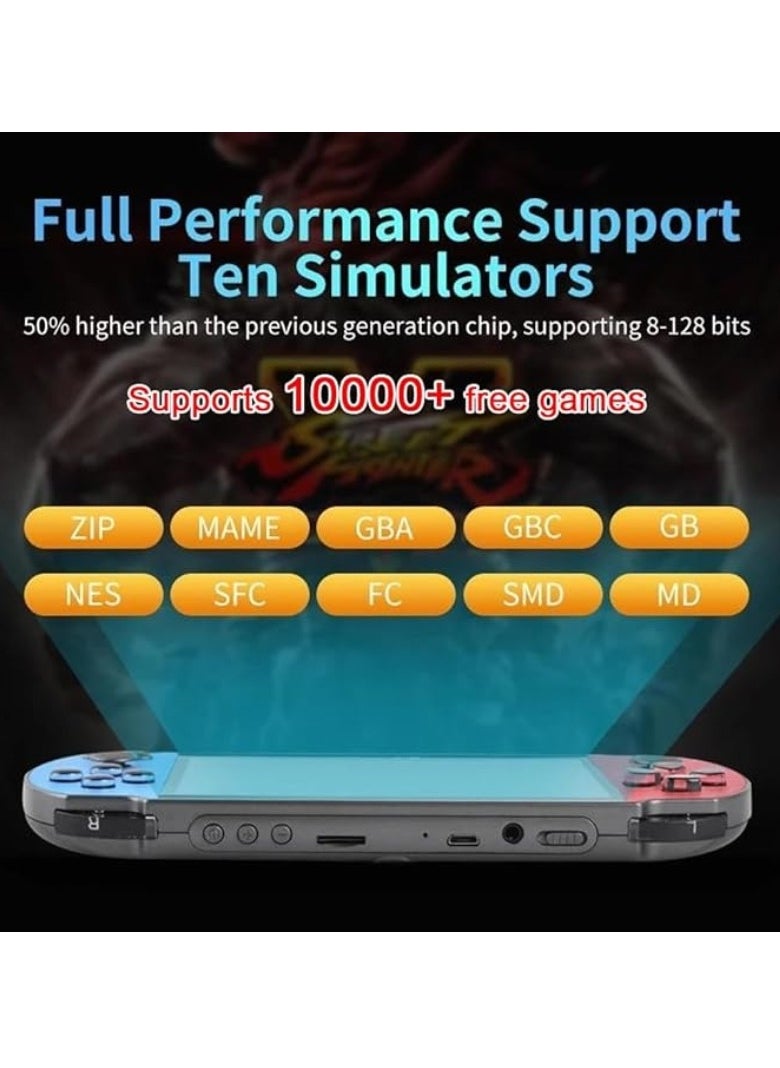 M MIAOYAN - X12 Plus 7-inch HD screen handheld portable MP5, 10,000+ free games, dual joystick nostalgic arcade game console 16GB ROM, supports GBC/GBA/NES/MD/SMC/SFC games children’s gift - Image 1