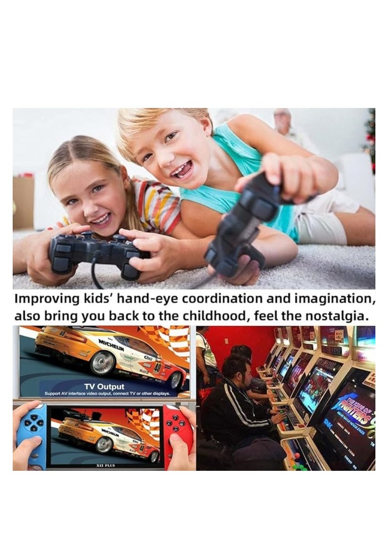 M MIAOYAN - X12 Plus 7-inch HD screen handheld portable MP5, 10,000+ free games, dual joystick nostalgic arcade game console 16GB ROM, supports GBC/GBA/NES/MD/SMC/SFC games children’s gift - Image 1
