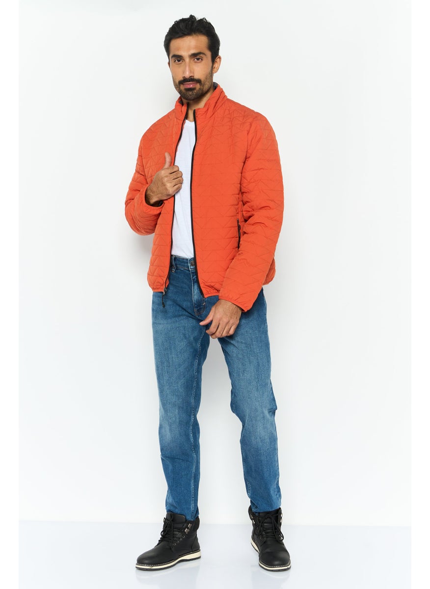 Rainforest - Men Quilted Puffer Jacket, Orange - Image 1