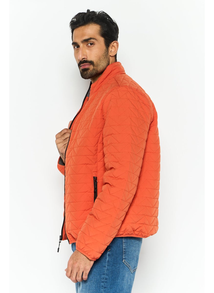 Rainforest - Men Quilted Puffer Jacket, Orange - Image 1