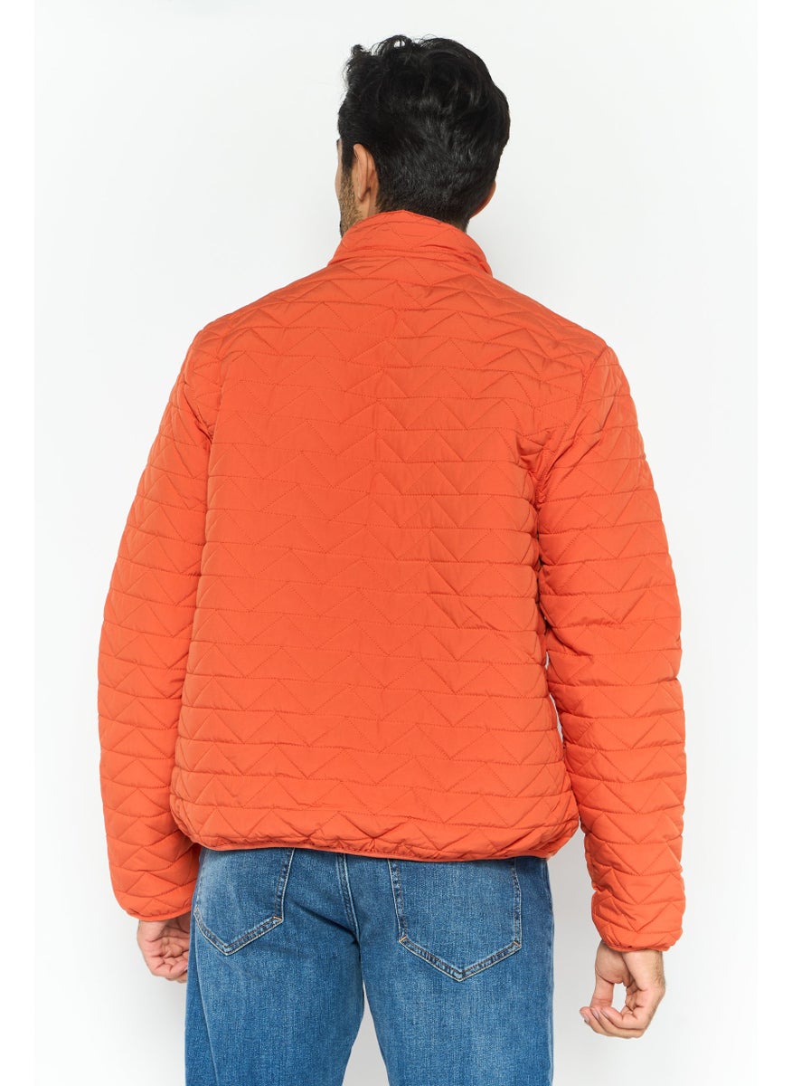 Rainforest - Men Quilted Puffer Jacket, Orange - Image 1