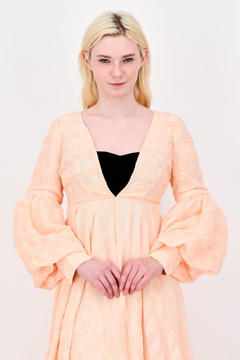 ASOS Women Textured Maxi Dress, Peach - Image 2