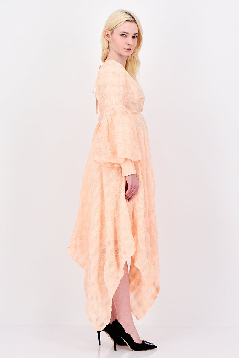 ASOS Women Textured Maxi Dress, Peach - Image 3