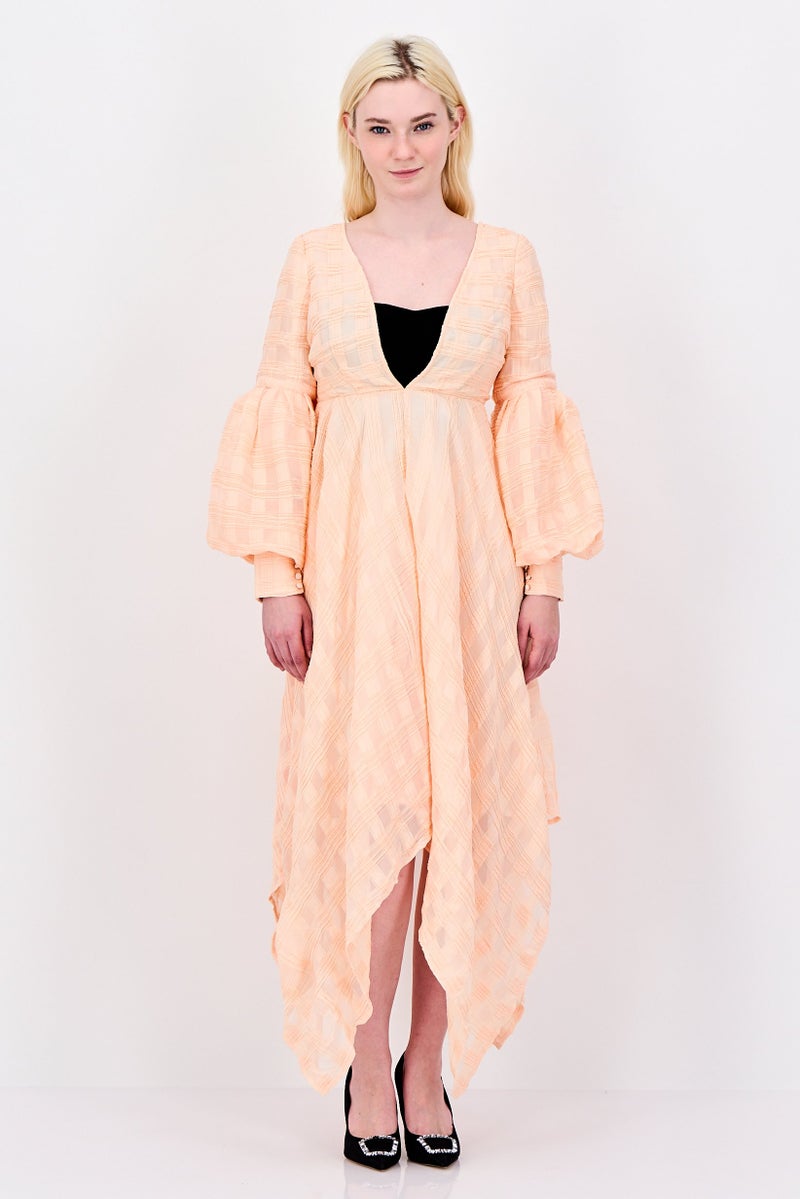 ASOS Women Textured Maxi Dress, Peach - Image 1