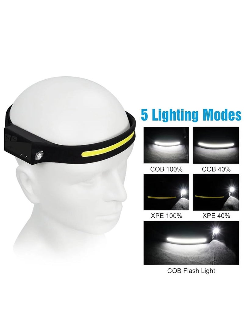 ELTRAZONE Sensor Hands-Free Waterproof LED Headlamp - USB Rechargeable, Wide-Angle Lightweight Flashlight for Outdoor Camping, Running, Hiking, Night Activities - Adjustable, Comfortable, Long Battery Life  - Image 3