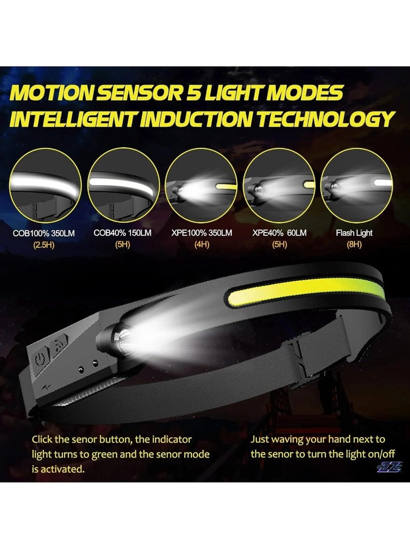 ELTRAZONE Sensor Hands-Free Waterproof LED Headlamp - USB Rechargeable, Wide-Angle Lightweight Flashlight for Outdoor Camping, Running, Hiking, Night Activities - Adjustable, Comfortable, Long Battery Life  - Image 2
