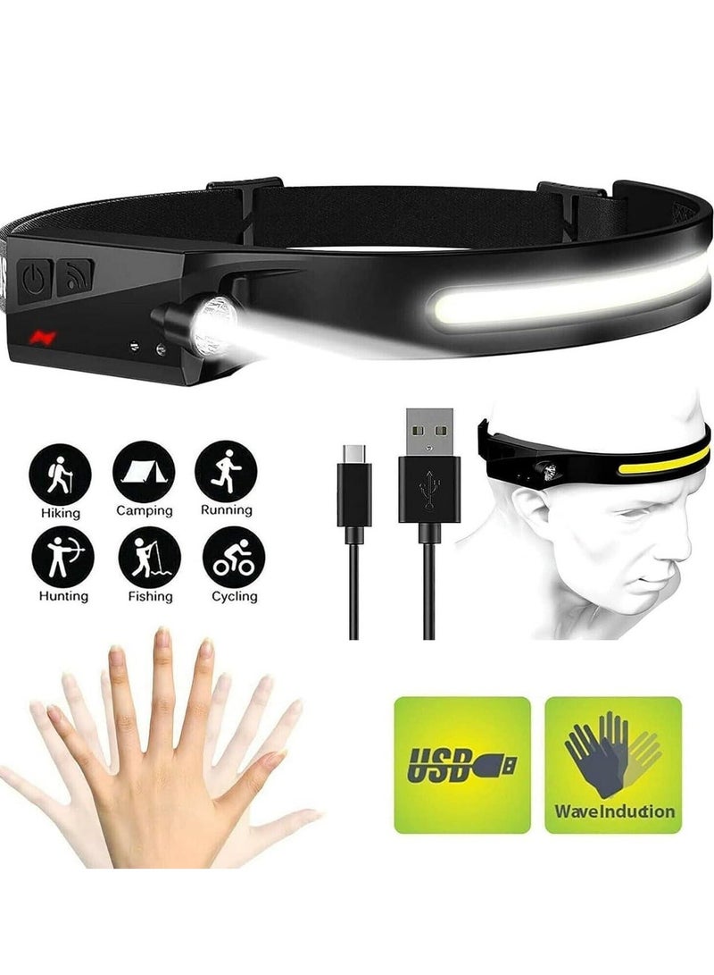 ELTRAZONE Sensor Hands-Free Waterproof LED Headlamp - USB Rechargeable, Wide-Angle Lightweight Flashlight for Outdoor Camping, Running, Hiking, Night Activities - Adjustable, Comfortable, Long Battery Life  - Image 4