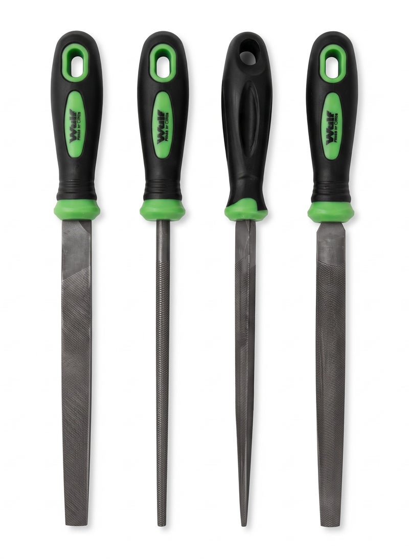Wulf 4-Piece Engineers File Set 8-Inch 200mm Heavy Duty Metal Hand File Kit with Flat Round Triangular and Half Round Files for Woodworking Metalworking DIY Repair Tools - Image 2