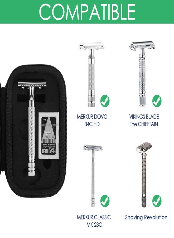 Linkidea Hard Travel Case Compatible with Vikings, Merkur, Shaving Revolution Double Edge Safety Razor, Storage Box Organizer for Safety Razor & Shaving Attachments (Lychee Vegan Leather) - Image 2
