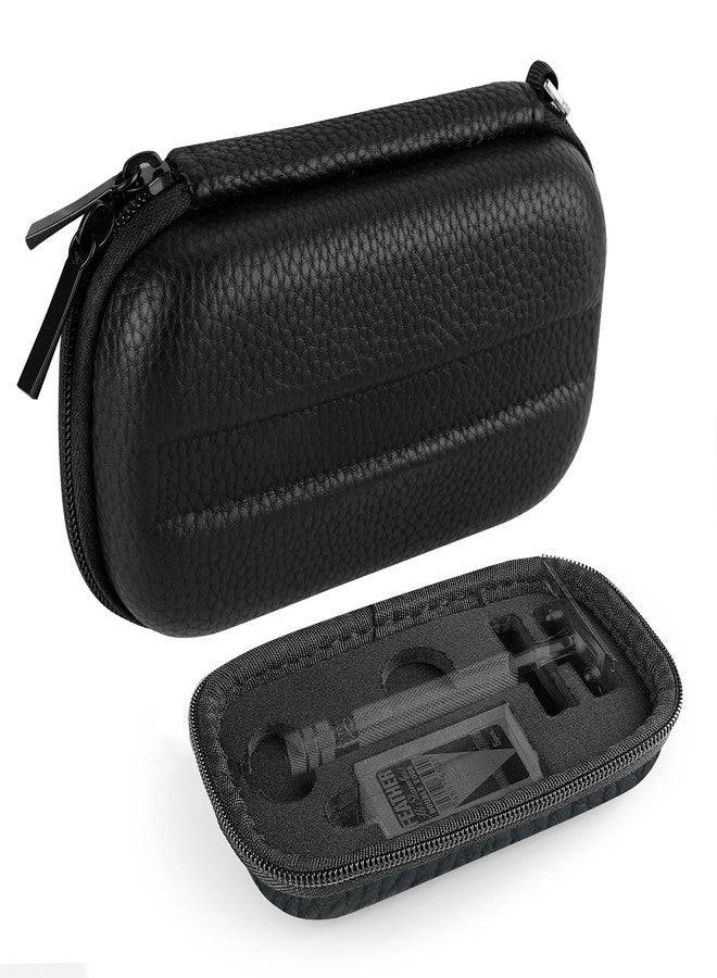 Linkidea Hard Travel Case Compatible with Vikings, Merkur, Shaving Revolution Double Edge Safety Razor, Storage Box Organizer for Safety Razor & Shaving Attachments (Lychee Vegan Leather) - Image 1