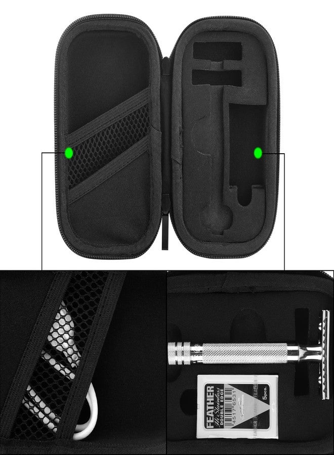 Linkidea Hard Travel Case Compatible with Vikings, Merkur, Shaving Revolution Double Edge Safety Razor, Storage Box Organizer for Safety Razor & Shaving Attachments (Lychee Vegan Leather) - Image 5