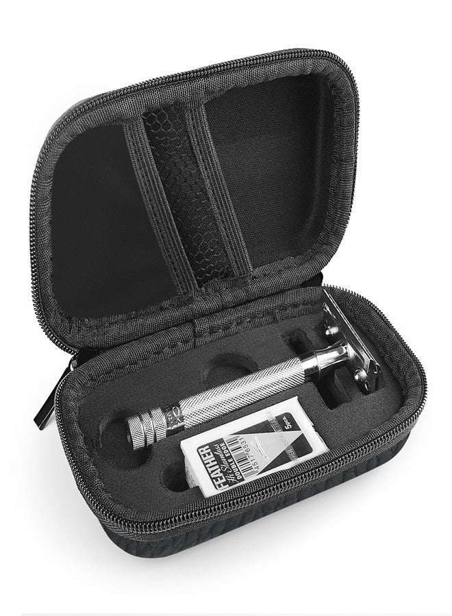 Linkidea Hard Travel Case Compatible with Vikings, Merkur, Shaving Revolution Double Edge Safety Razor, Storage Box Organizer for Safety Razor & Shaving Attachments (Lychee Vegan Leather) - Image 4