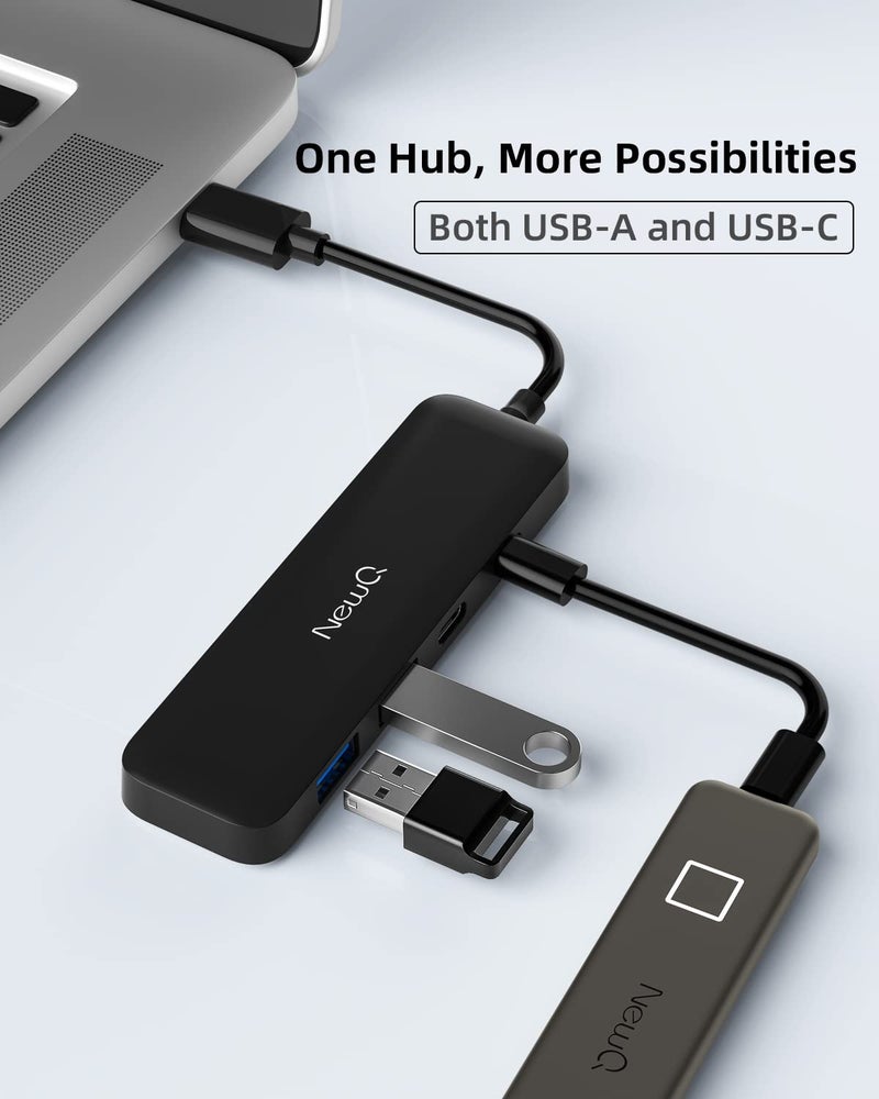 NewQ Dual USB C USB A 3.0 Hub: USB Hub 4 Ports with 2* USB-C 3.0 and 2* USB-A 3.0, Ultra Slim Portable USB Splitter Adapter for Laptop, PS4, Flash Drive, HDD, Xbox, Printer, Mouse, Keyboard, Computer - Image 3