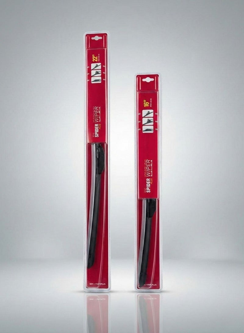 سبايدر "مجموعة شفرات مسّاحات سبايدر 22 و16 بوصة – متينة، أداء سلس، حماية لجميع الأحوال الجوية" - Image 1
