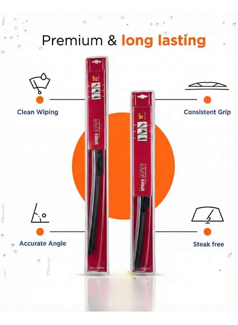 سبايدر "مجموعة شفرات مسّاحات سبايدر 22 و16 بوصة – متينة، أداء سلس، حماية لجميع الأحوال الجوية" - Image 4