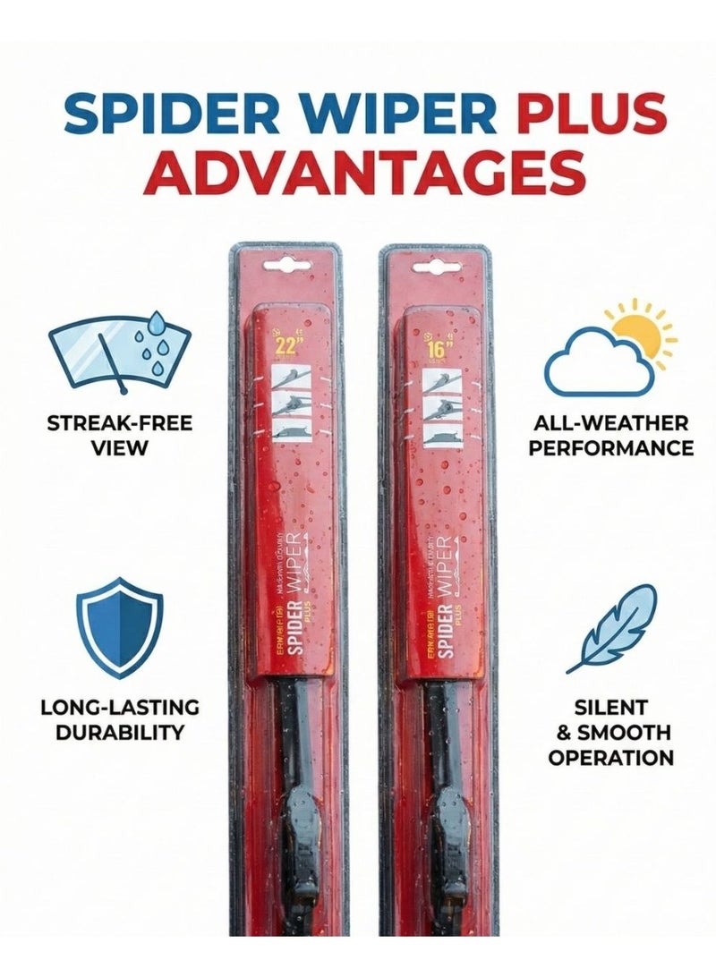 سبايدر "مجموعة شفرات مسّاحات سبايدر 22 و16 بوصة – متينة، أداء سلس، حماية لجميع الأحوال الجوية" - Image 5