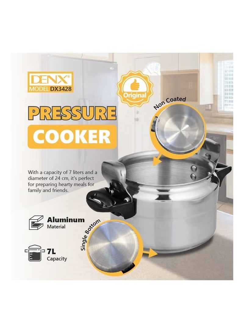 DINEX High Quality Aluminum Pressure Cooker 7L Capacity - Safe and Heavy Duty Fast Cooking Pot DX3428 - Image 4