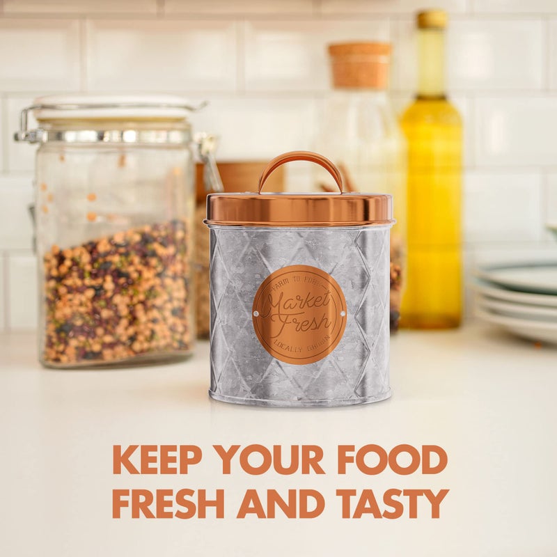 Amici Home Bristol Metal Canister | Food Storage Container with Lid | Canisters for Kitchen Counter | Galvanized Metal/Copper Lid | Farmhouse D?cor | 52 Oz - Image 5
