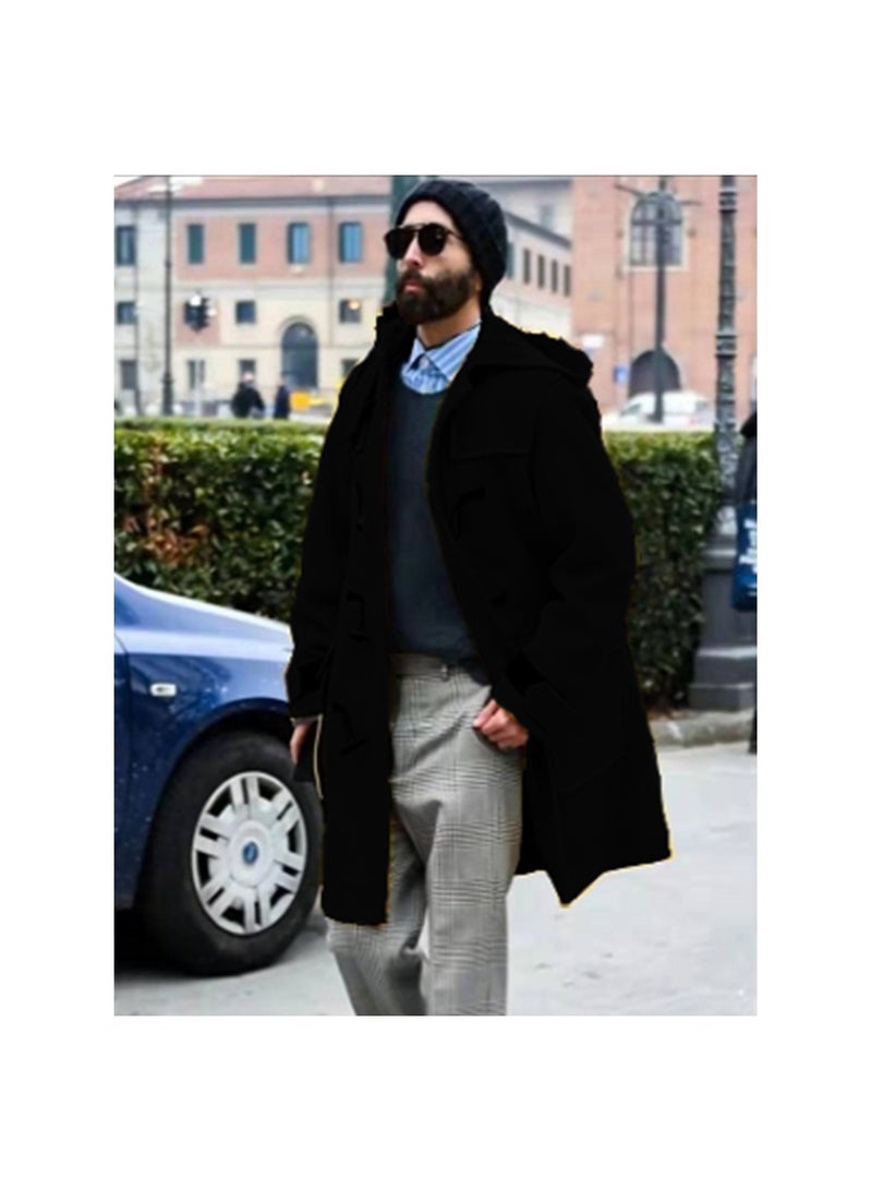 Loquat معطف شتوي طويل عالي الجودة للرجال باللون الأسود - Image 1