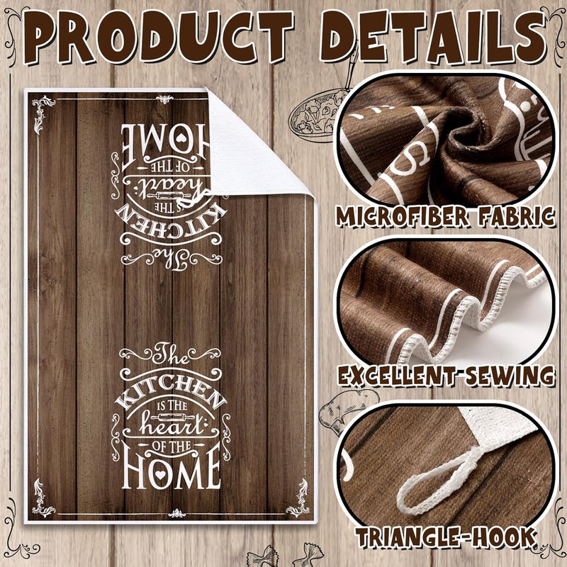 Bencailor 6 Pcs Brown Kitchen Towels Decorative Sets Dish Towels Absorbent Fast Drying Hand Tea Vintage Hanging Reusable Cleaning Dishcloths for Cooking Farmhouse Bathroom Accessory - Image 5