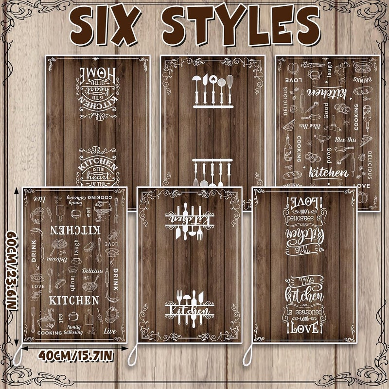 Bencailor 6 Pcs Brown Kitchen Towels Decorative Sets Dish Towels Absorbent Fast Drying Hand Tea Vintage Hanging Reusable Cleaning Dishcloths for Cooking Farmhouse Bathroom Accessory - Image 3