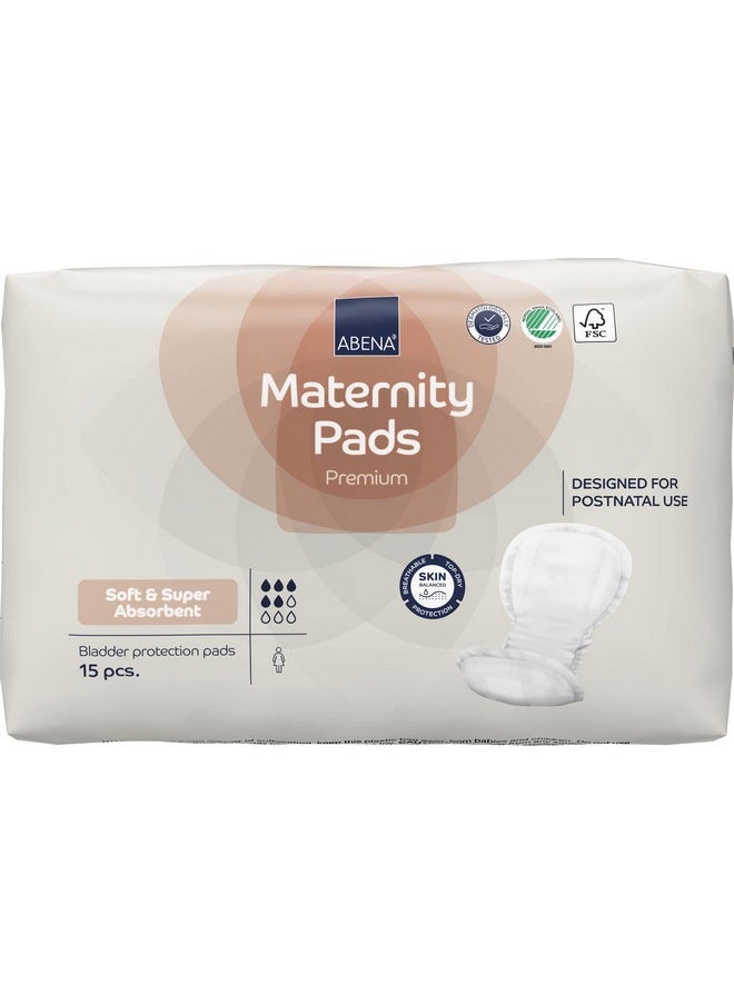 Abena Abena Premium Maternity Pads for Women Super Absorption, Soft Disposable Pads, Breathable and Skin Friendly for After-Delivery Incontinence, Postpartum Essentials, Maternity Pads After Birth, 15 Count  - Image 1