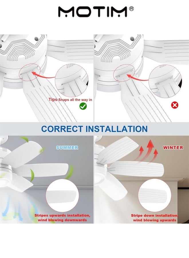 موتيم مروحة سقف مقبس مع أضواء وألوان بعيدة 3 2800K-6500K مروحة سقف صغيرة لغرفة نوم مرحاض المطبخ مروحة السقف الحديثة مع التحكم عن بعد - Image 4