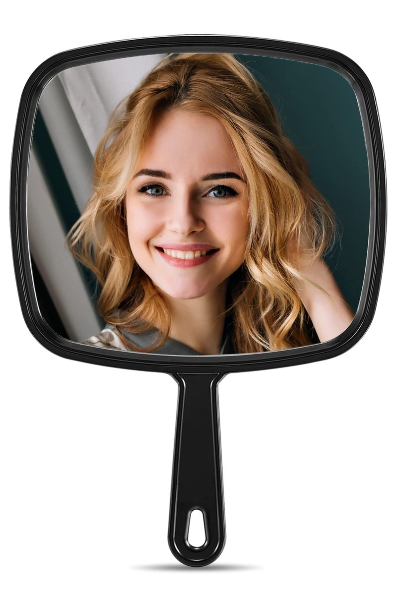 MIRRORNOVA Hand Mirror Extra Large Barber Hairdressing Handheld Mirror with Handle for Salon Square