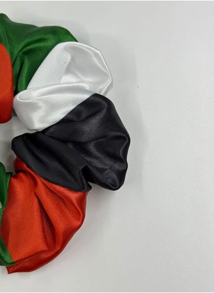 THE BABA The Baba 2 Pieces Large & Medium UAE Flag Color Hair Scrunchies for Girls & Women Finest Satin Scrunchies Hair Tie Elastic Hair Huggers Cozy Coils  - Image 4