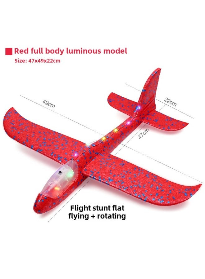 49cm Large Foam Aircraft Light-emitting Toy Hand Throw Aircraft Model Aircraft Children Glider Activity Push Gift Festival-Color:Blue Full Body Luminous Aircraft - Image 3