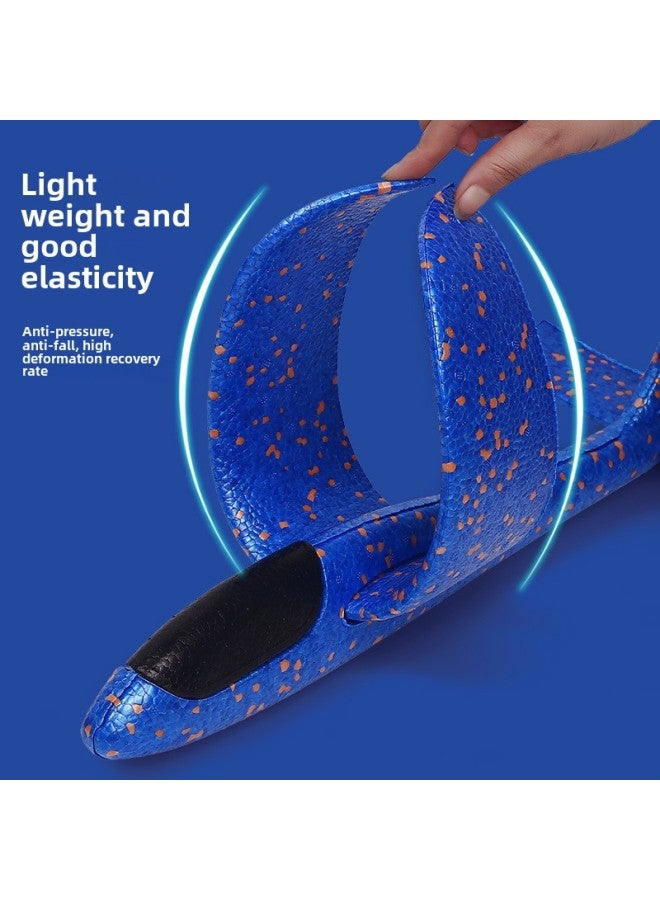 49cm Large Foam Aircraft Light-emitting Toy Hand Throw Aircraft Model Aircraft Children Glider Activity Push Gift Festival-Color:Blue Full Body Luminous Aircraft - Image 5