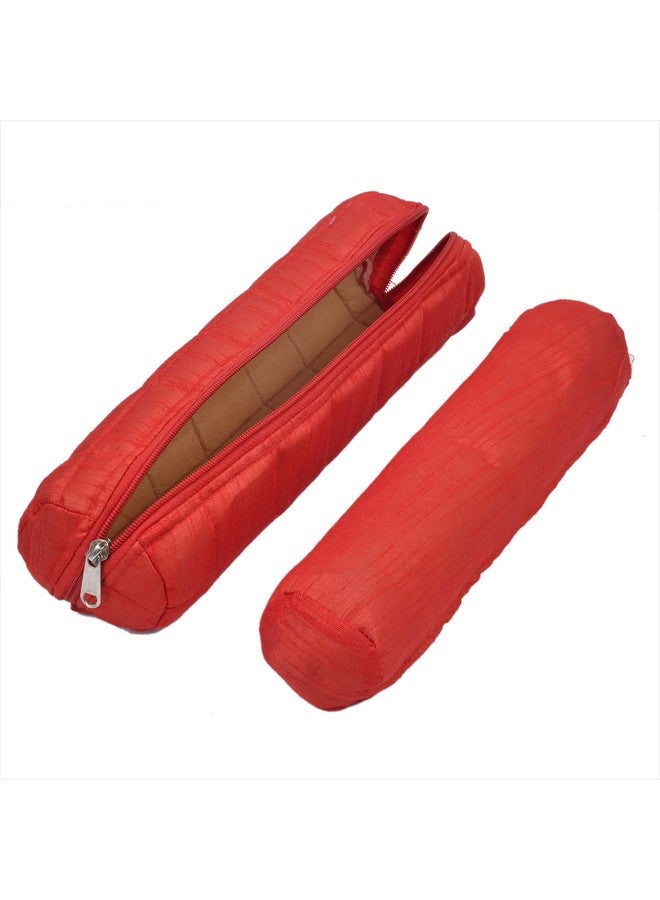 Kuber Industries Kuber Industries Cotton Watch Case, Bangle Box/Wrist Watch Holder/Watch Organizer/Bracelet Pouch Zip Top Watch Case With One Roll (Red)-Kubmart16099, Pack of 1  - Image 4